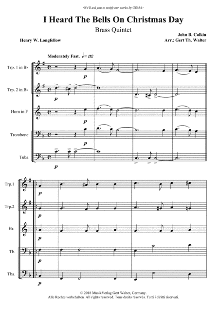 I Heard The Bells On Christmas Day (arr. Gert Th. Walter)