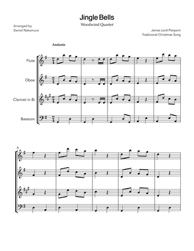 Jingle Bells (for woodwind quartet) (arr. Daniel Nakamura)