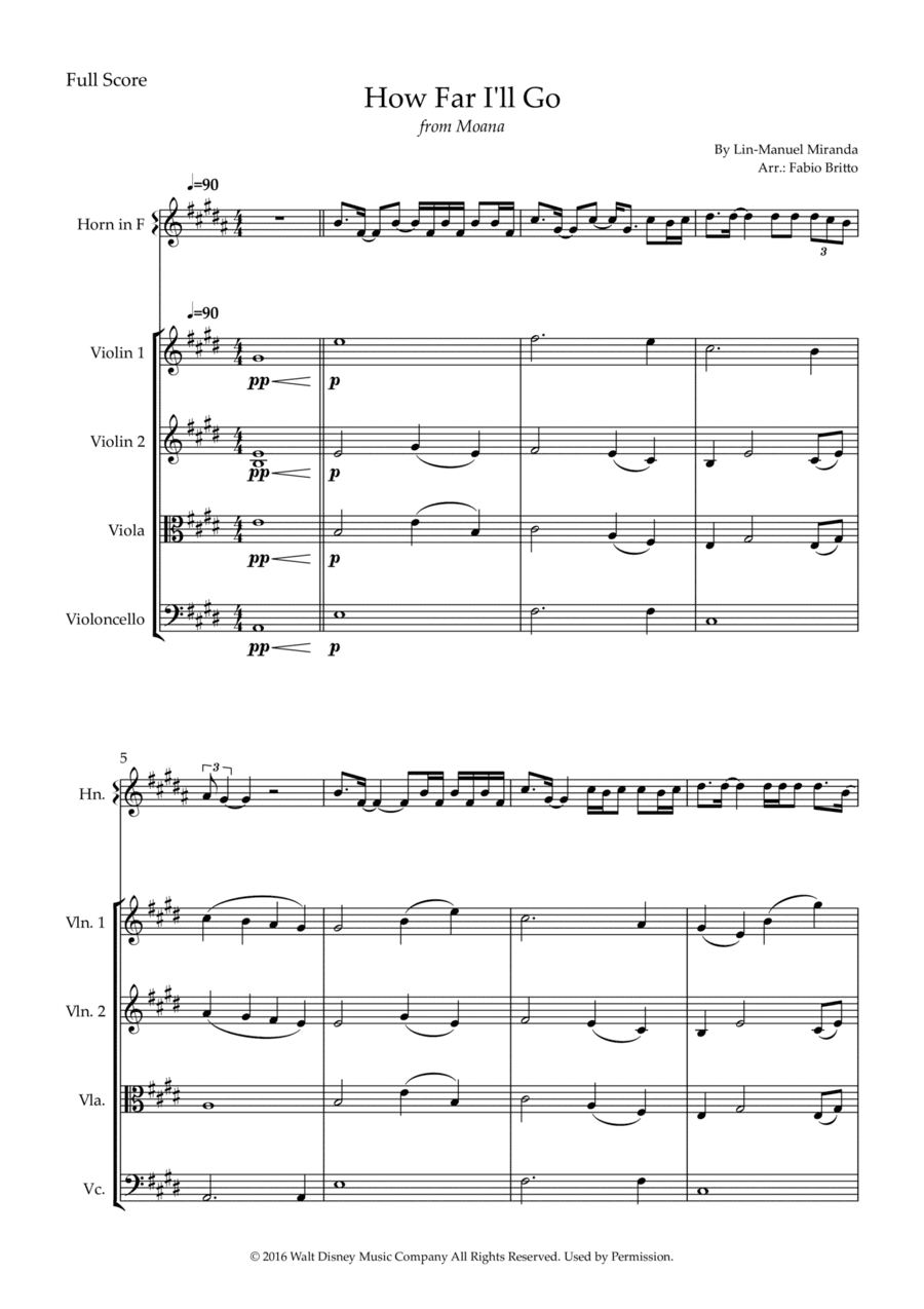 How Far I'll Go (arr. Fabio Britto)