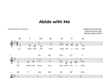 Abide with Me (Key of B-Flat Major) (arr. R. Salvario)