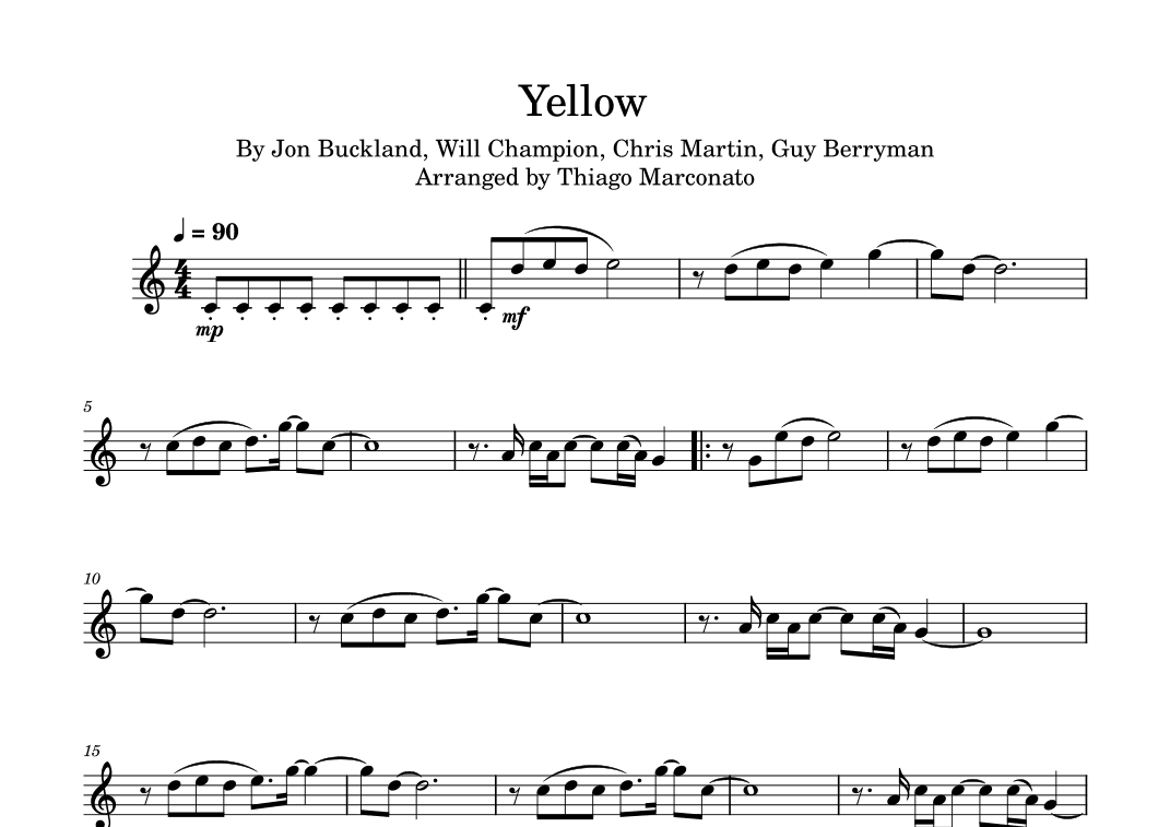 Yellow (arr. Thiago Marconato)