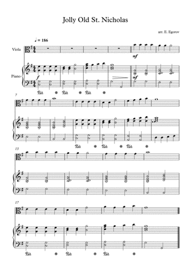 Jolly Old St. Nicholas, For Viola & Piano (arr. Eugene Egorov)