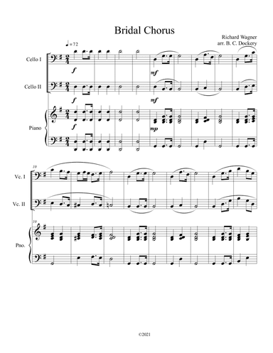 Bridal Chorus (Here Comes the Bride) for 2 Cellos and Piano (arr. B. C. Dockery)