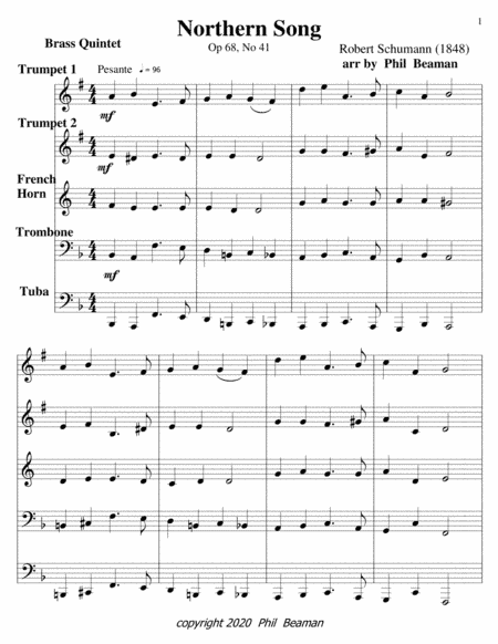 Northern Song-Schumann-brass quintet (arr. Phil Beaman)