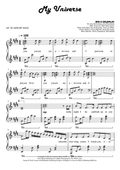My Universe (arr. Taekook Music (ed. Published Harmony))