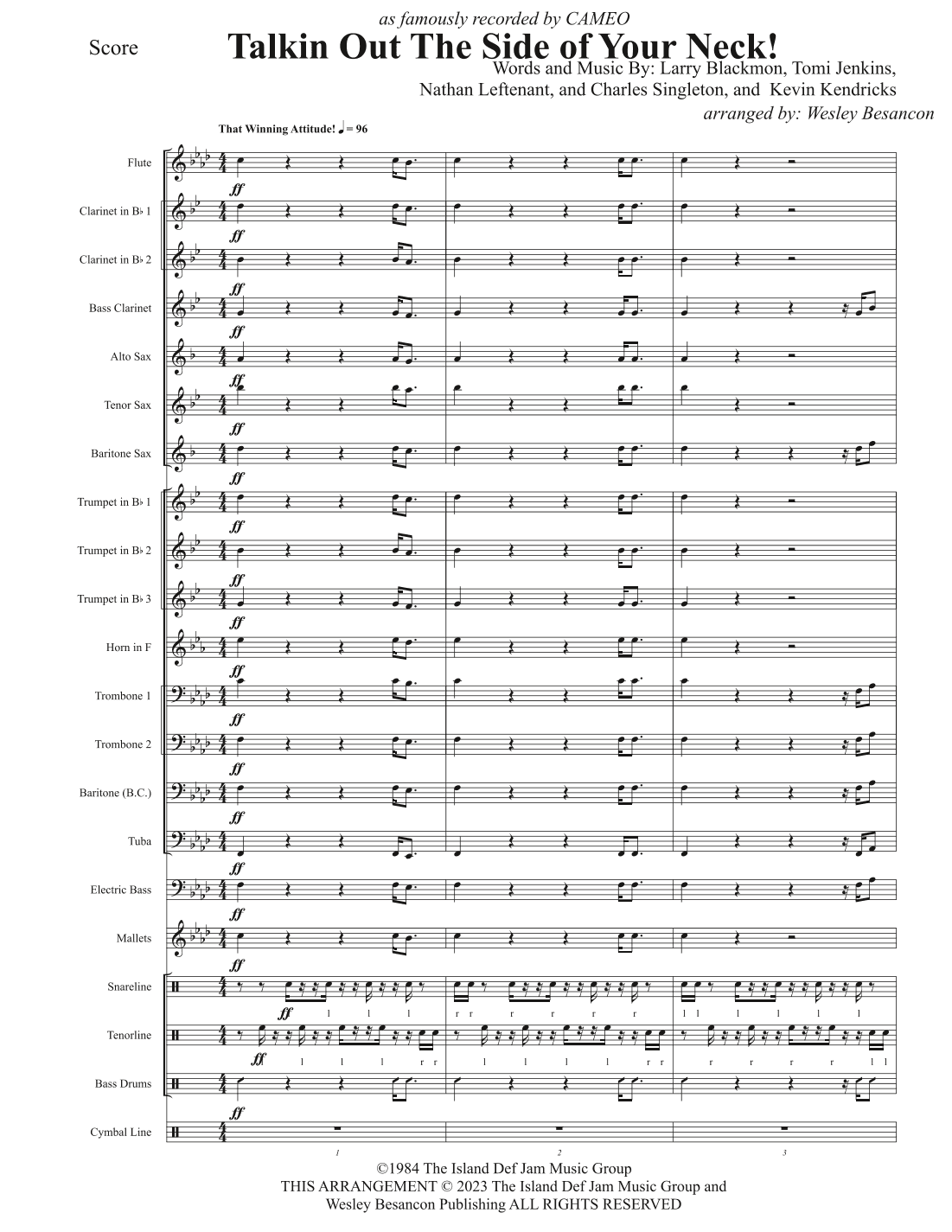 Talkin?out The Side Of Your Neck (arr. Wesley Besancon)