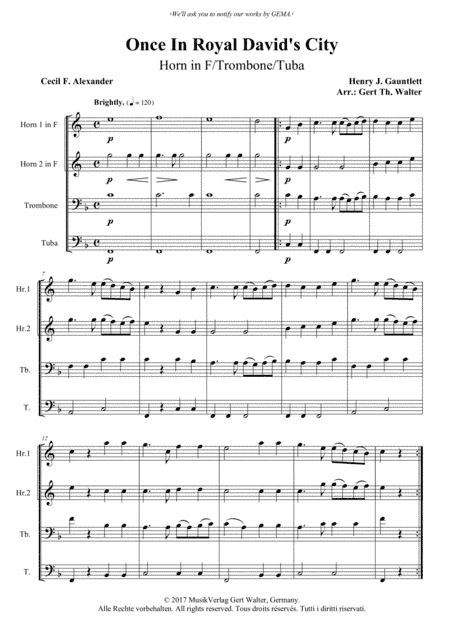 Once In Royal David's City (arr. Gert Th. Walter)