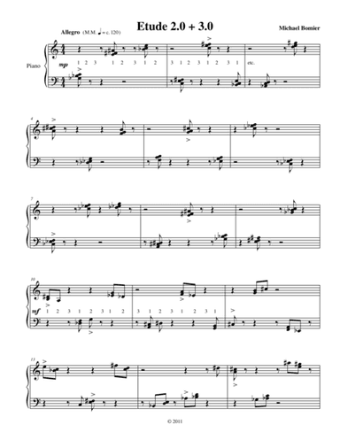 Etude 2.0 + 3.0 for Piano Solo from 25 Etudes using Symmetry, Mirroring and Intervals