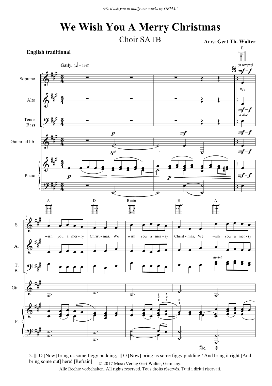 We Wish You A Merry Christmas (arr. Gert Th. Walter)