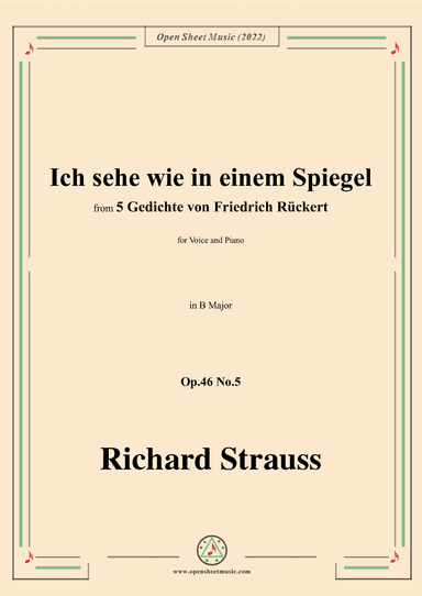 Richard Strauss-Ich sehe wie in einem Spiegel,in B Major (arr. OSM Press)