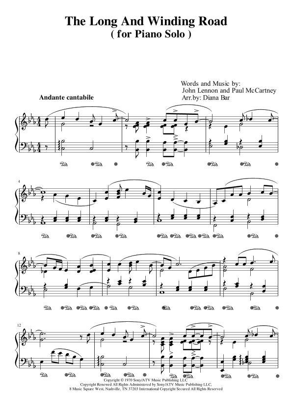 The Long And Winding Road (arr. Diana Bar)