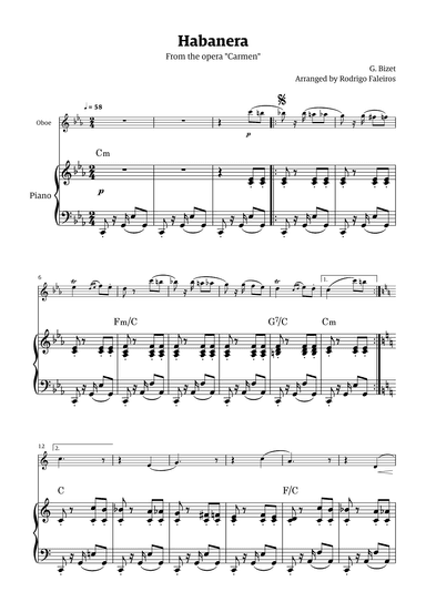 Habanera (for solo oboe w/ piano accompaniment) (arr. Rodrigo Faleiros)