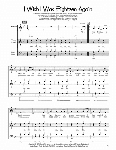I Wish I Was Eighteen Again (arr. Larry Wright)