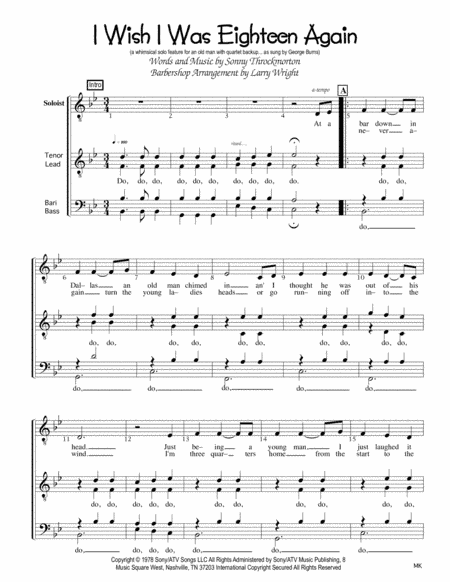 I Wish I Was Eighteen Again (arr. Larry Wright)