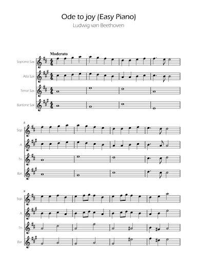Ode To Joy - Easy Sax Quartet (arr. Ygor Nunes)