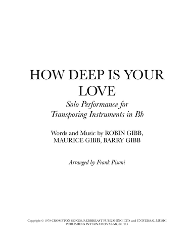 How Deep Is Your Love (arr. Frank Pisani)