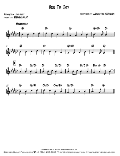 Ode To Joy (Beethoven) - Lead sheet (key of Gb) (arr. S)