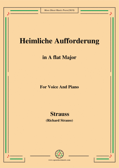 Richard Strauss-Heimliche Aufforderung in A flat Major,for Voice and Piano (arr. MSM)