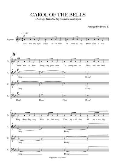 Carol of The Bells (SATB Choir) (arr. Bruna T.)