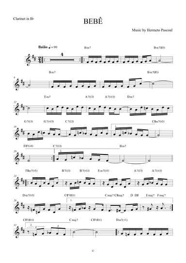 Bebê by Hermeto Pascoal - for Clarinet in Bb (arr. The Sheet Music Library)
