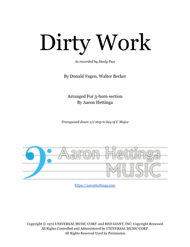 Dirty Work (arr. Aaron Hettinga)