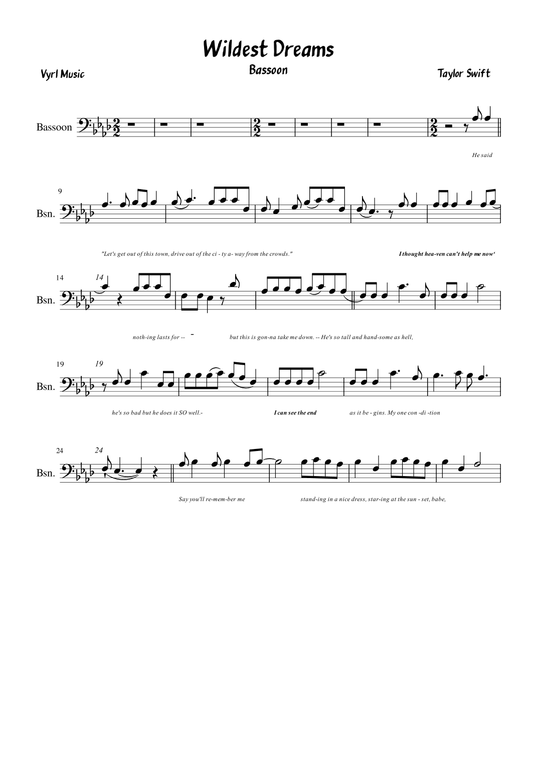 Wildest Dreams (arr. Vyrl)