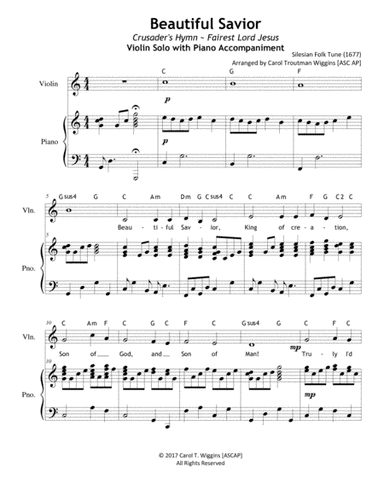 Beautiful Savior (Violin & Piano Duet) (arr. Carol Troutman Wiggins [ASCAP])
