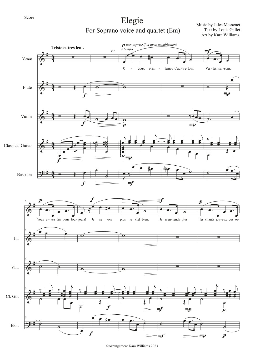 Elegie (arr. Arranged by Kara Williams)