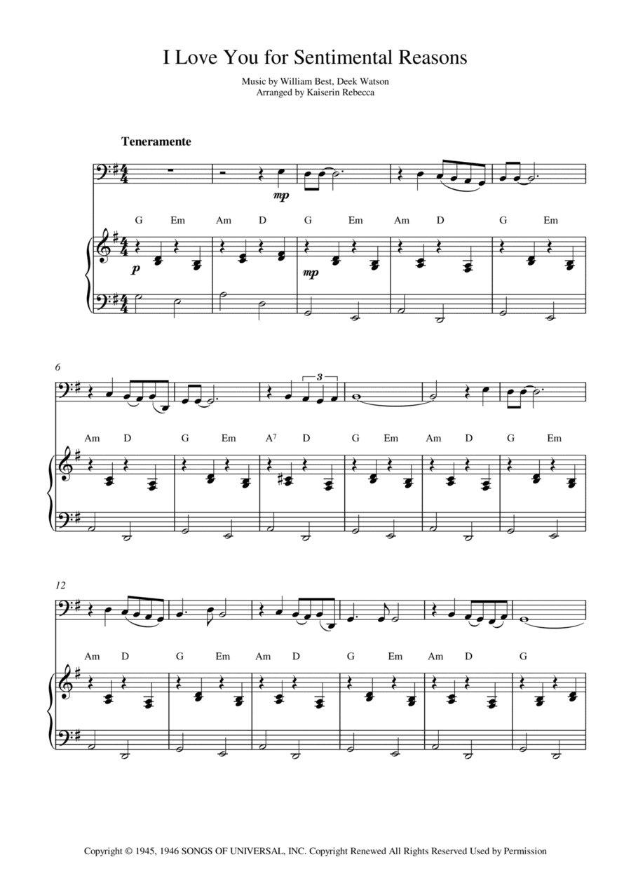 (i Love You) For Sentimental Reasons (arr. Kaiserin Rebecca)