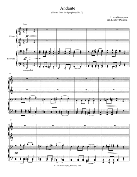 Andante, Theme from Symphony No 7 (arr. Lyubov Paskova)