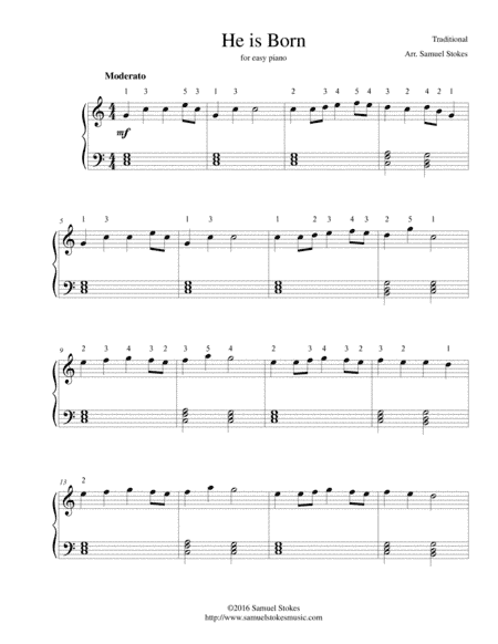 He is Born (Il Est Né) - for easy piano (arr. Samuel Stokes)