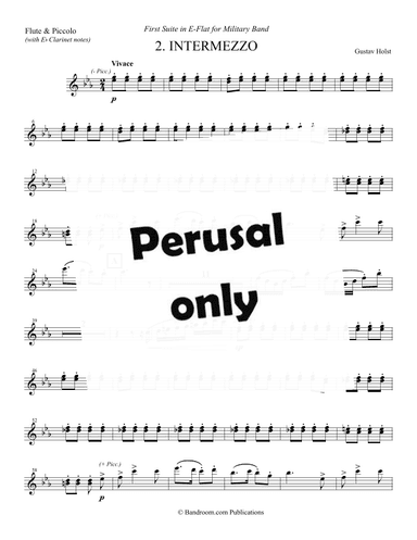 Gustav Holst - FIRST SUITE IN E-FLAT - a Special FLUTE part for use in Mvt. 2 "Intermezzo" (arr. edited by Brian Harris)
