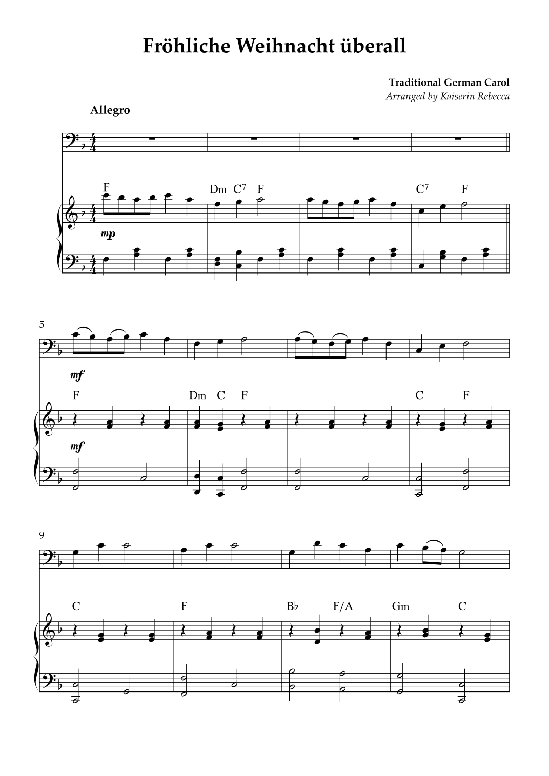 Fröhliche Weihnacht überall (arr. Kaiserin Rebecca)