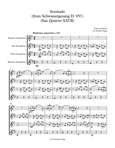 Serenade (from Schwanengesang D. 957) (sax quartet SATB) (arr. Jordan Grigg)