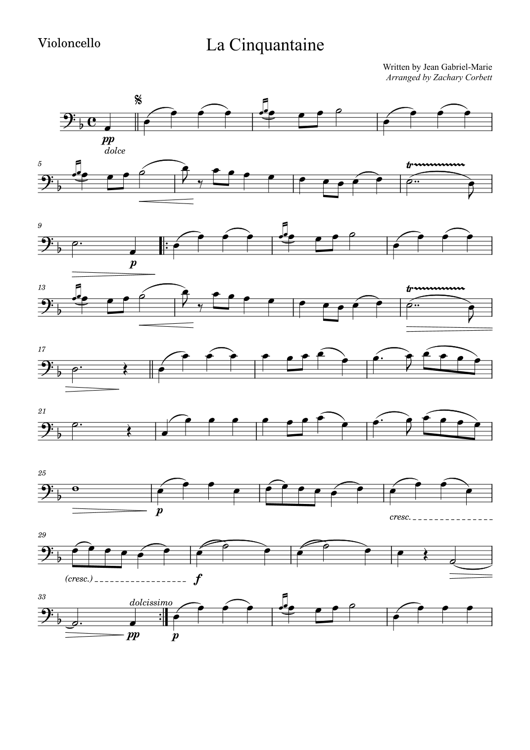 La Cinquantaine (arr. Zachary Corbett)
