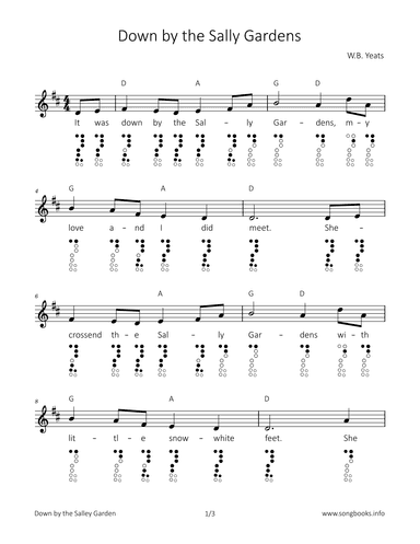 Down by the Sally Gardens (arr. songbooks.info)