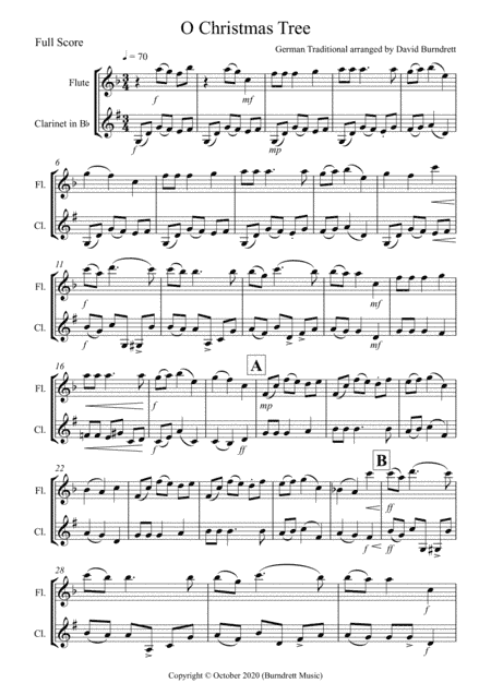 O Christmas Tree for Flute and Clarinet Duet (arr. David Burndrett)