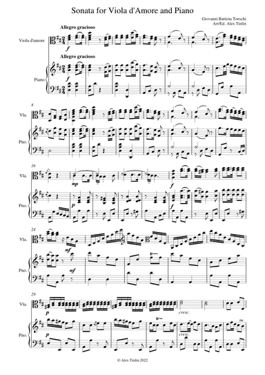 Sonata in D Major for Viola d'amore and Piano (arr. Alex Tinlin)
