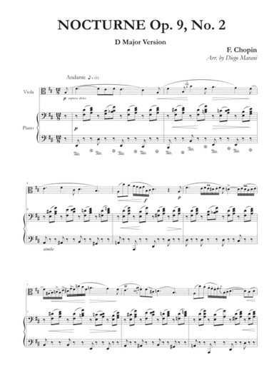 Nocturne Op. 9, No. 2 for Viola and Piano (arr. Diego Marani)
