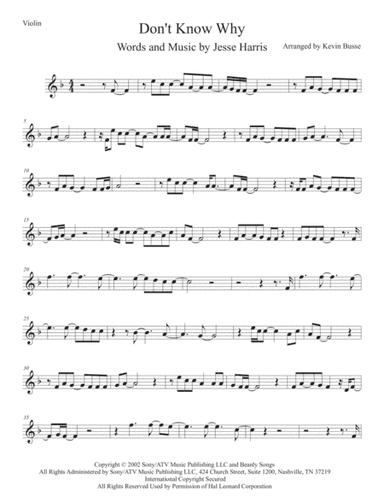Don't Know Why (arr. Kevin Busse)