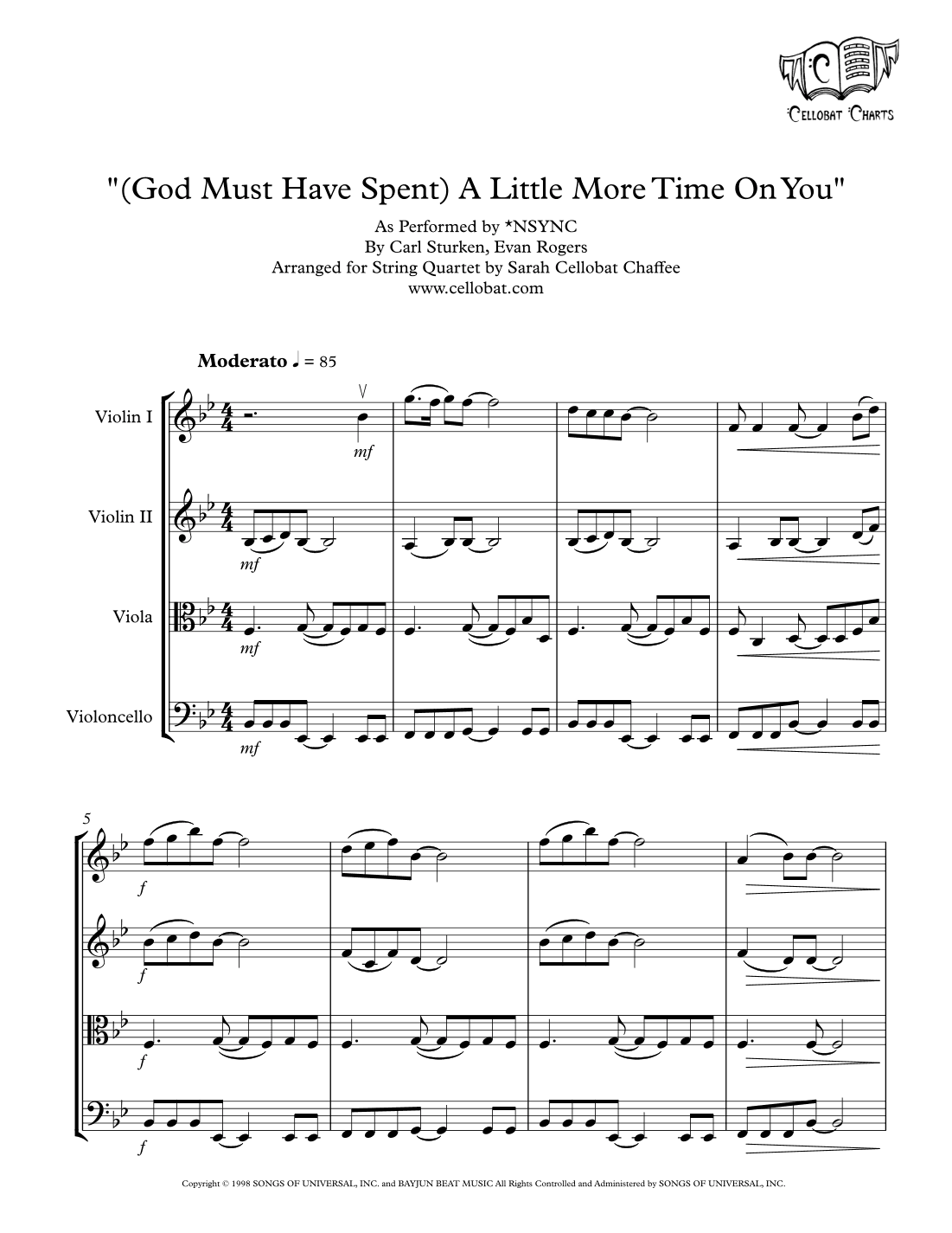 (god Must Have Spent) A Little More Time On You (arr. Sarah Cellobat Chaffee)