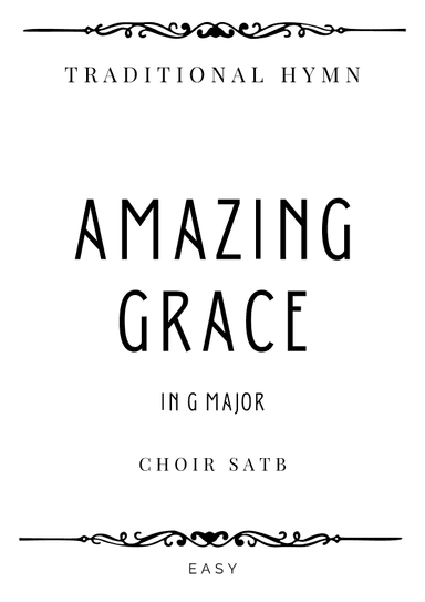 Hymn - Amazing Grace (How Sweet The Sound) in G Major - Easy (arr. Piacere Music Sheets)