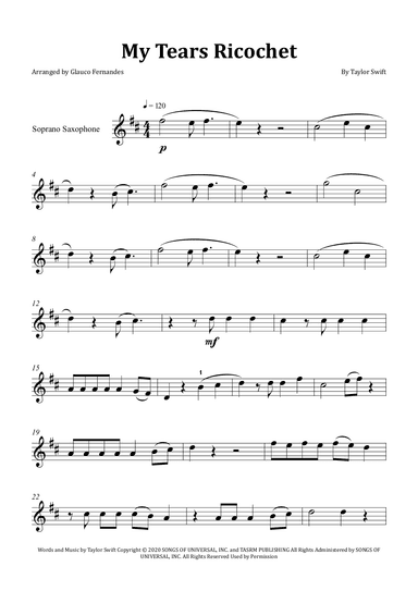 My Tears Ricochet (arr. Glauco Fernandes)