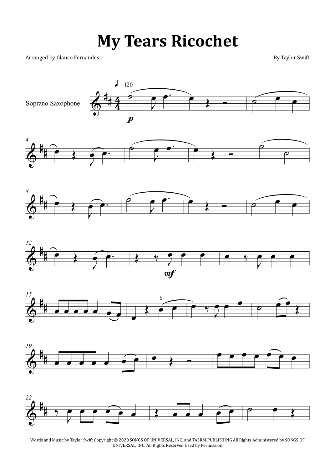 My Tears Ricochet (arr. Glauco Fernandes)