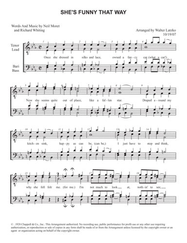 She's Funny That Way (arr. Walter Latzko)