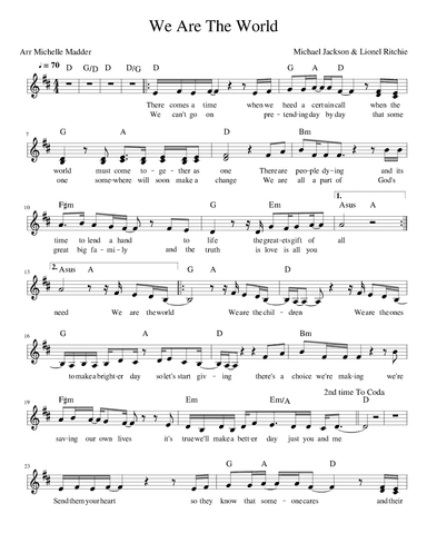 We Are The World (arr. Michelle Madder)