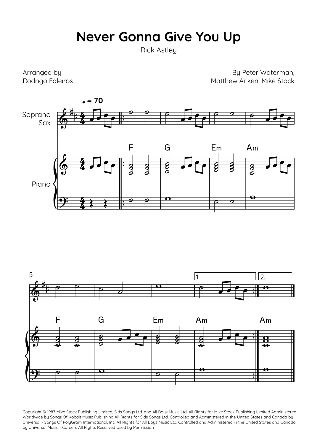 Never Gonna Give You Up (arr. Rodrigo Faleiros)