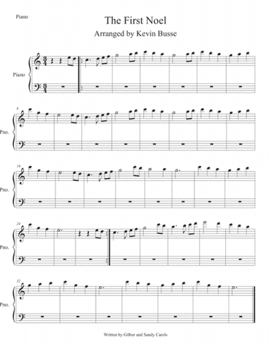 The First Noel (Easy key of C) Piano (arr. Kevin Busse)