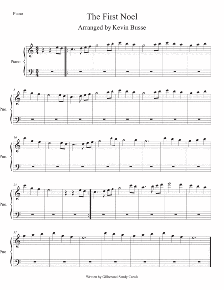 The First Noel (Easy key of C) Piano (arr. Kevin Busse)