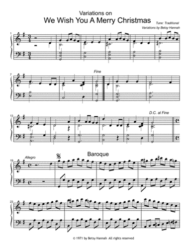 We Wish You a Merry Christmas Variations from Bach to Rock (arr. Betsy Hannah)